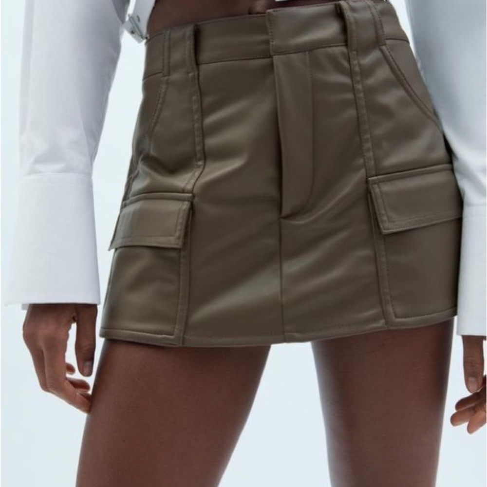 Zara Faux Leather Cargo Skort XS